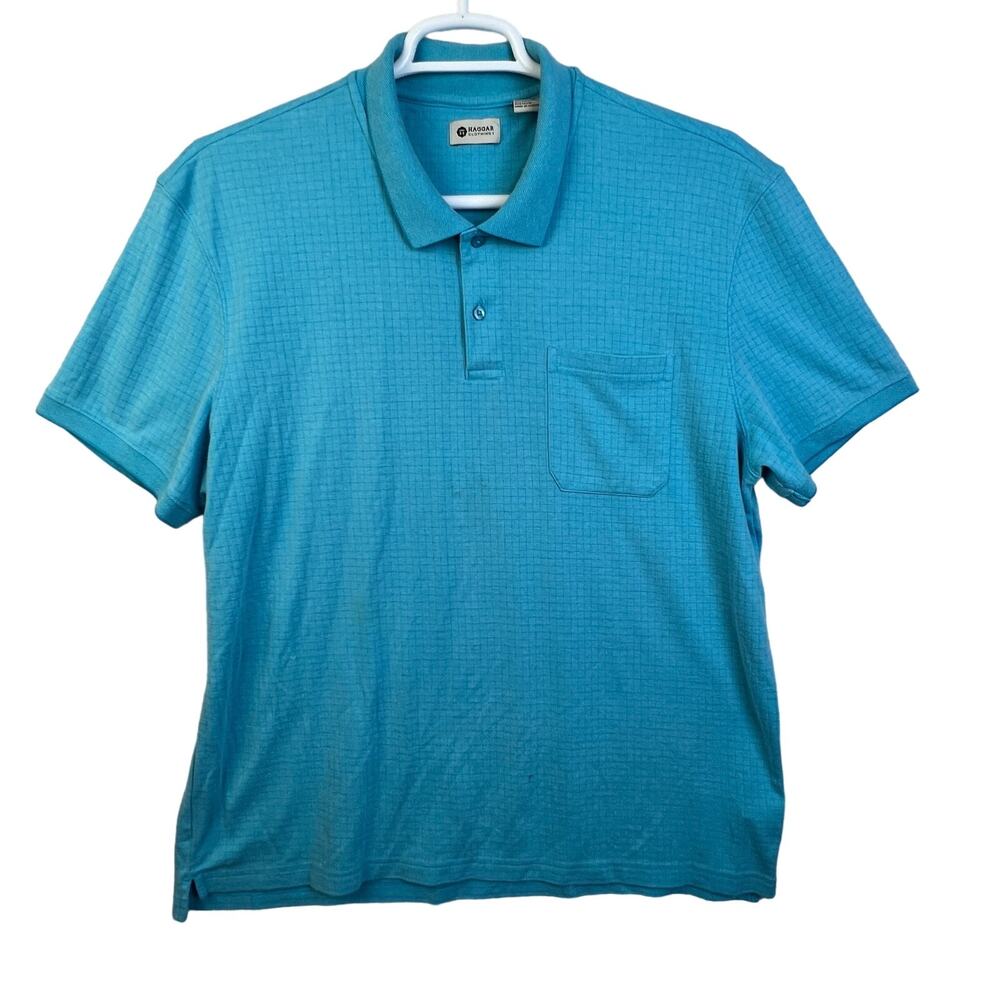 Haggar Polo Shirt Men's XL Blue Golf Casual Preppy Beach Outdoors Cotton Blend